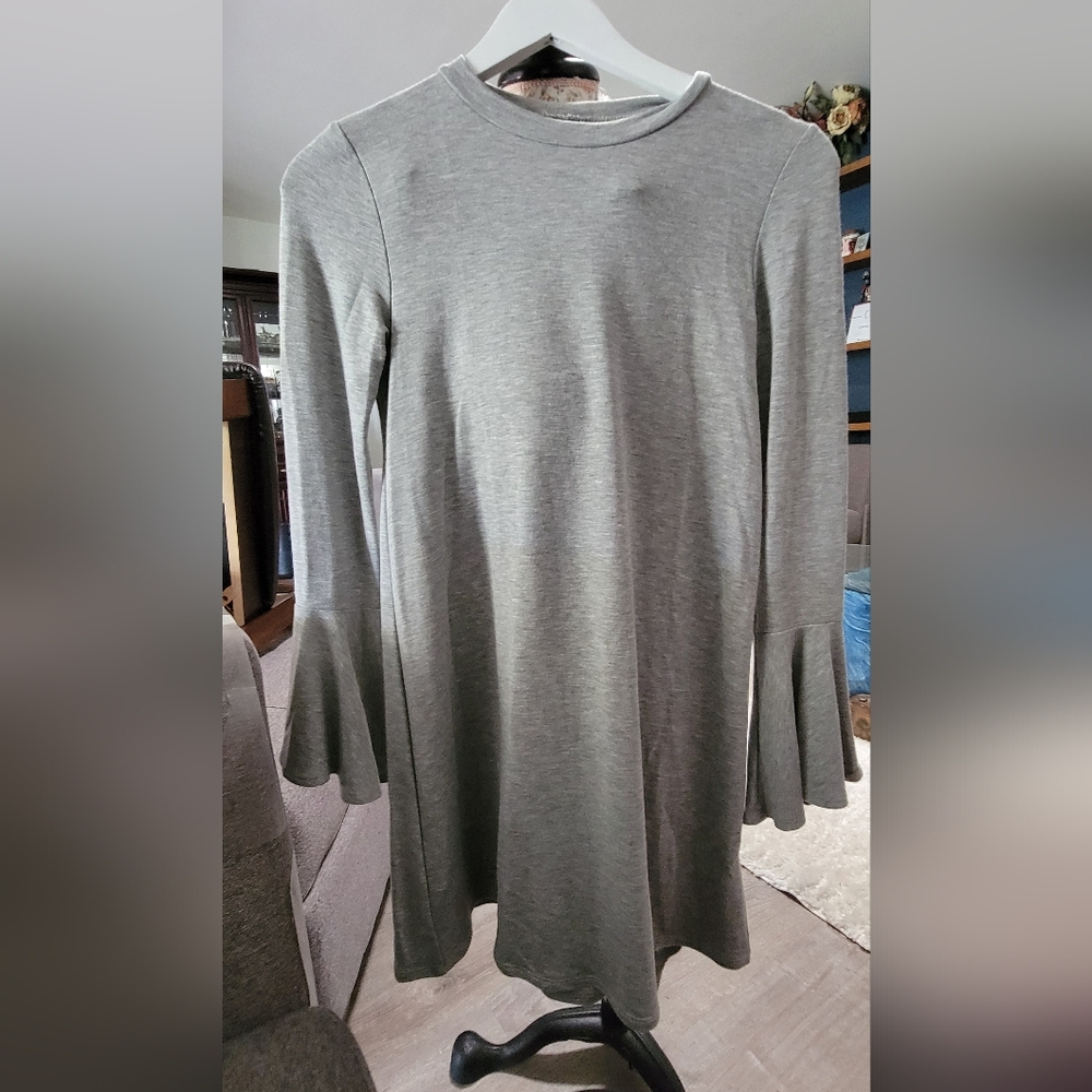Alya Gray Long Sleeve Dress with Flared Cuffs Size XS